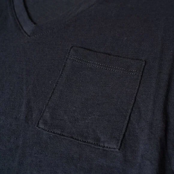 Madewell Whisper Cotton V Neck Pocket Tee Relaxed Fit Lightweight Black - Picture 6 of 9